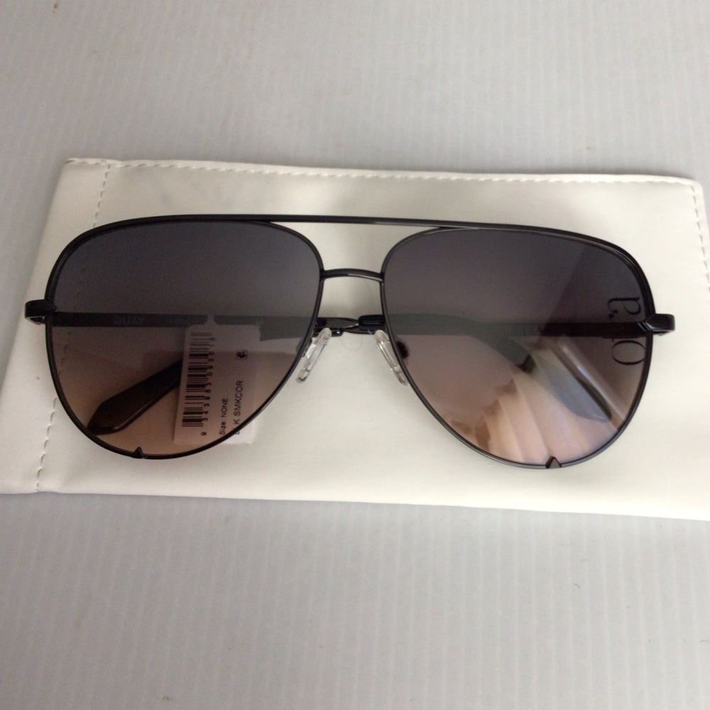 NEW! Rare Quay cocoa and black fade large Stylish Black Aviator Sunglasses
